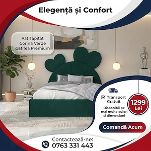 Pat Tapitat Corina Verde Catifea Premium În stoc Descoperă chiar azi dormitoare moderne