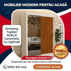 Dressing Tapitat ADELA Caramiziu Cu Oglinda Transport oriunde în România Alege chiar azi mobilă pent