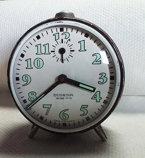 ceas deșteptător mare de la DUGENA, model quiet trio, anii 70