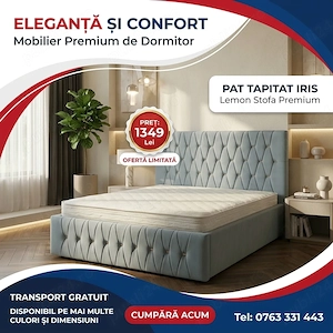 Pat Tapitat Iris Lemon Stofa Premium  Model elegant Profită de rapid dormitoare moderne
