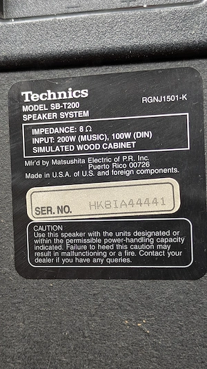 Boxe Technics SB-T200, 200W music,100W DIN, Fabr. USA. - imagine 5