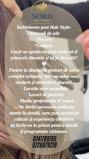 Inchiriez post coafura,frizerie, extensii par