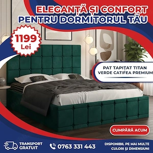 Pat Tapitat Titan Verde Catifea Premium  Finisaje premium Variantă premium