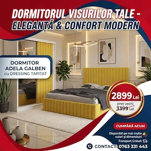 Dormitor Adela Galben cu Dressing Tapitat Scrie-ne pentru detalii Descoperă chiar azi seturi dormito