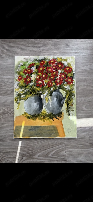Tablou lucrat manual în culori acrilice