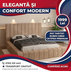 Pat Tapitat Rubin Crem Catifea Premium Scrie-ne pentru detalii Colecție deosebită