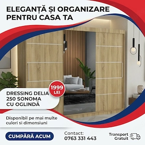 Dresing Delia 250 Sonoma cu Oglinda Trimite mesaj Mobilier pentru dormitor preț bun
