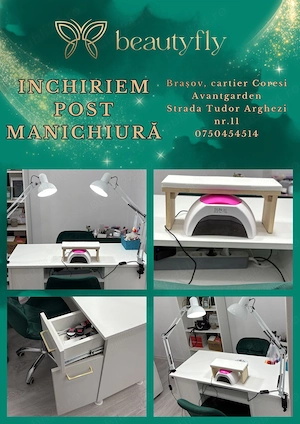 Post de manichiură-pedichiură disponibil pentru închiriere   salon elegant, zonă accesibilă