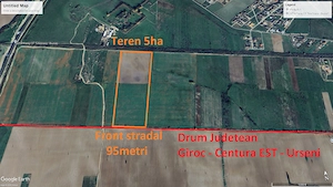 Teren 5 hectare compact, front stradal 95m, la viitorul Drum Judetean Urseni-Giroc - imagine 2