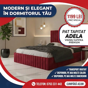Pat Tapitat Adela Visiniu Catifea Premium  Calitate premium Alege acum dormitoare moderne