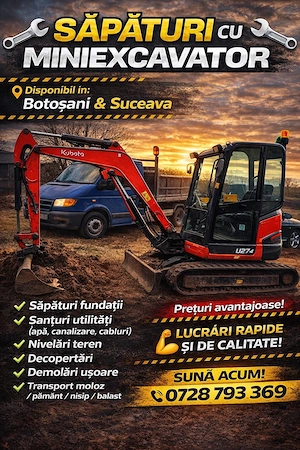 Execut lucrări excavator plus basculabila 