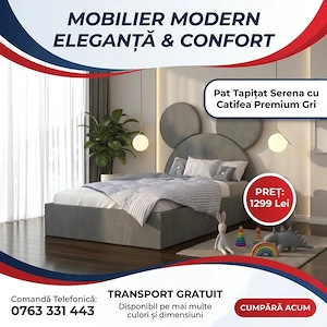 Pat Tapitat Serena cu Catifea Premium Gri  Calitate premium Descoperă rapid mobilă pentru dormitor