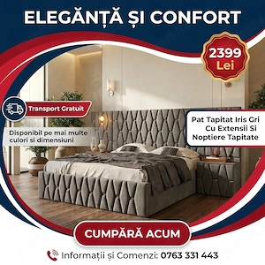 Pat Tapitat Iris Gri Cu Extensii Si Noptiere Tapitate Contactează-ne Profită de rapid mobilă pentru 