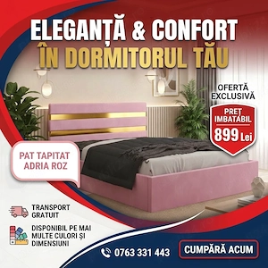 Pat Tapitat Adria Roz Transport oriunde în România Reduceri mobilier dormitor