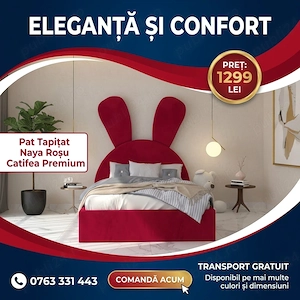 Pat Tapitat Naya Rosu Catifea Premium Scrie-ne pentru detalii Variantă elegantă