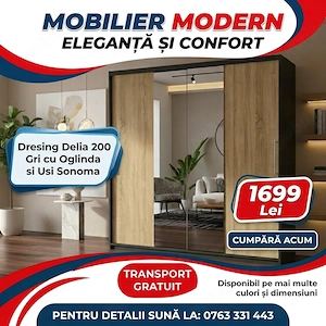Dresing Delia 200 Gri cu Oglinda si Usi Sonoma Contactează-ne Oferte speciale mobilier dormitor