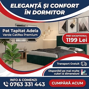 Pat Tapitat Adela Verde Catifea Premium Model popular Colecție nouă