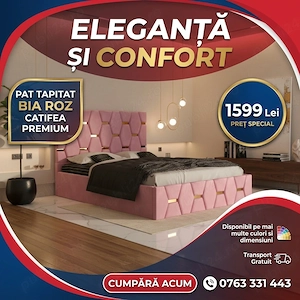Pat Tapitat Bia Roz Catifea Premium Contactează-ne Comandă astăzi mobilă pentru dormitor