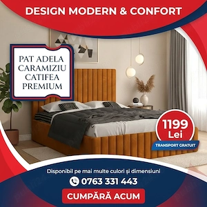 Pat Adela Caramiziu Catifea Premium Trimite mesaj Comandă acum dormitoare moderne