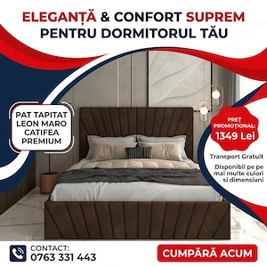 Pat Tapitat Leon Maro Catifea Premium  Design modern Variantă nouă