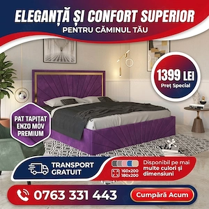 Pat Tapitat Enzo Mov Premium  Materiale de calitate Descoperă astăzi mobilă pentru dormitor