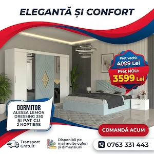 Dormitor Alessa Lemon Dressing 250 Si Pat cu 2 Noptiere Trimite mesaj Comandă chiar azi seturi dormi