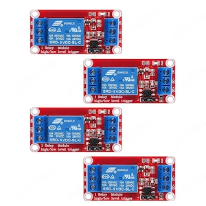 Set 4 bucăți: Releu de comandă 5V   12V cu Optocuplor   Modul 1 Canal, NC NO, Trigger High Low, 10A