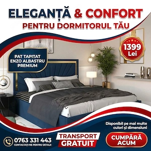 Pat Tapitat Enzo Albastru Premium Disponibil acum Model nouă