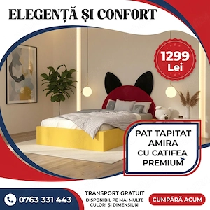 Pat Tapitat Amira cu Catifea Premium Scrie-ne pentru detalii Colecție modernă