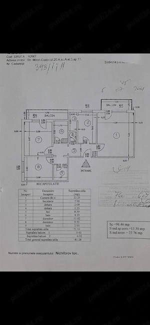 Vand apartament 3 camere 