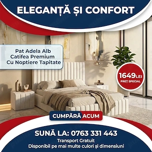 Pat Adela Alb Catifea Premium Cu Noptiere Tapitate În stoc Descoperă astăzi dormitoare moderne