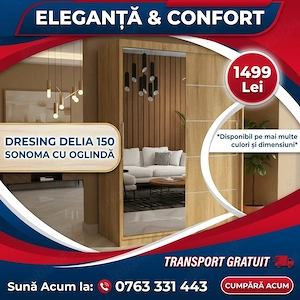 Dresing Delia 150 Sonoma cu Oglinda Stoc limitat Oferte speciale mobilă dormitor