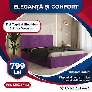 Pat Tapitat Elys Mov Catifea Premium Livrare în toată țara Variantă modernă
