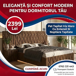 Pat Tapitat Iris Maro Cu Extensii Si Noptiere Tapitate Contactează-ne Oferte speciale mobilier dormi