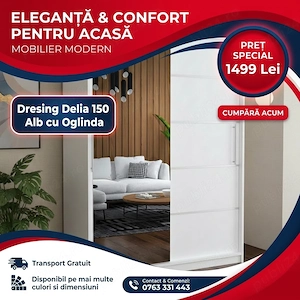 Dresing Delia 150 Alb cu Oglinda În stoc Model elegantă