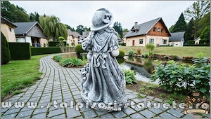 Statuetă țărăncuța la pompă, gri patinat, model S105. - imagine 4