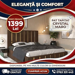 Pat Tapitat Crystal Maro Transport oriunde în România Dormitor nou la ofertă