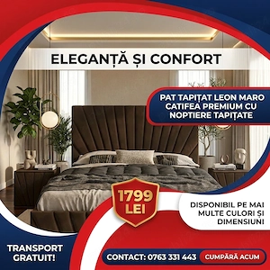 Pat Tapitat Leon Maro Catifea Premium Cu Noptiere Tapitate Expediere rapidă Reduceri mobilier dormit