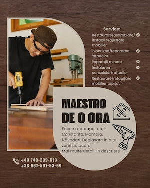 Meșter bun la toate, producător de mobilă, reparații minore