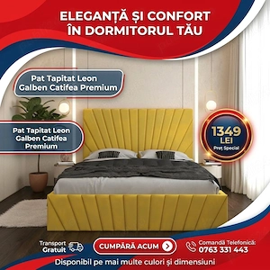 Pat Tapitat Leon Galben Catifea Premium Ofertă limitată Variantă deosebită