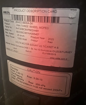 Tricicletă electrică Volta VM4   2023, nouă - imagine 5