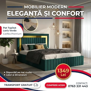 Pat Tapitat Loris Verde Catifea Premium Scrie-ne pentru detalii Descoperă acum dormitoare moderne