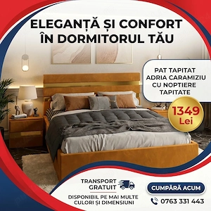 Pat Tapitat Adria Caramiziu Cu Noptiere Tapitate Contactează-ne Dormitor modern preț bun
