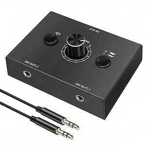 Comutator Audio Stereo HiFi   Audio Switcher cu Selector Surse, Semnal Boxe și Splitter RCA Jack 3,5