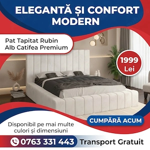 Pat Tapitat Rubin Alb Catifea Premium Expediere rapidă Colecție nouă