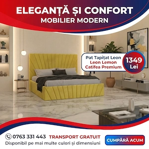 Pat Tapitat Leon Lemon Catifea Premium Scrie-ne pentru detalii Vezi acum seturi dormitor complete