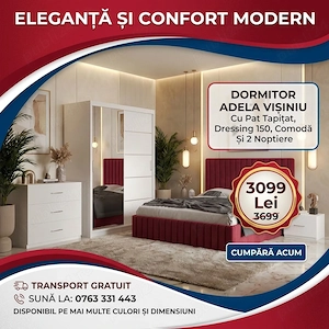 Dormitor Adela Visiniu Cu Pat Tapitat Dressing 150 Comoda Si 2 Noptiere Scrie-ne pentru detalii Set 