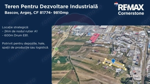 Teren industrial intravilan 9.810 mp – Bascov, acces A1, E81 - imagine 2
