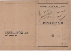   - CONSTANTA - vand Program Musik-Hall, 1944 1,