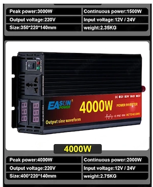 Invertor Easun 24V DC - 220V AC, 3000W si 4000w Sinus pur - imagine 1